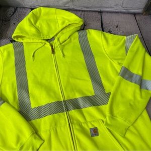 Carhartt Hi-Vis Yellow Reflective Zip Hoodie - Men's Safety Sweatshirt